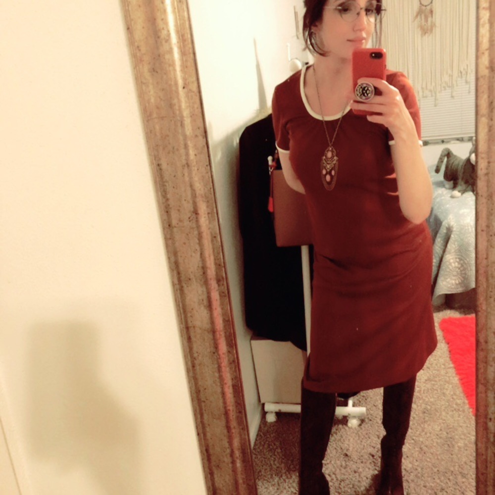 Vintage 1960’s 1970’s Sears Midi Burgundy Dress Small